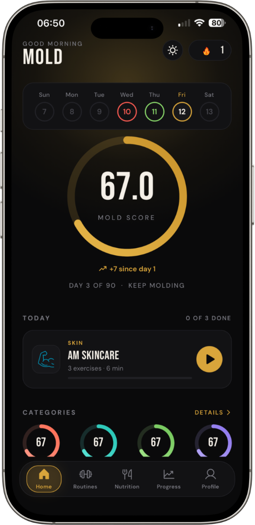 MOLD app — AI face scan screen