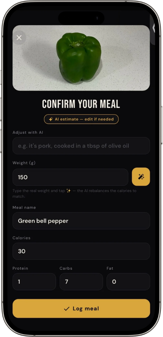MOLD app — nutrition tracking screen
